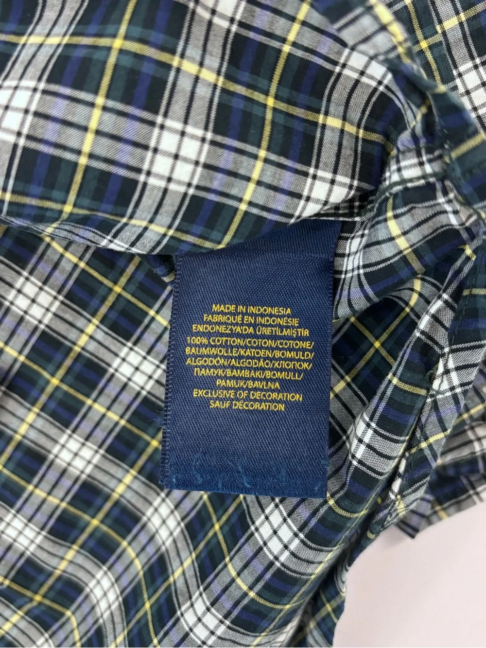 Boys Ralph Lauren Button Down Shirt Size Medium 10-12 Plaid Long Sleeve Cotton
